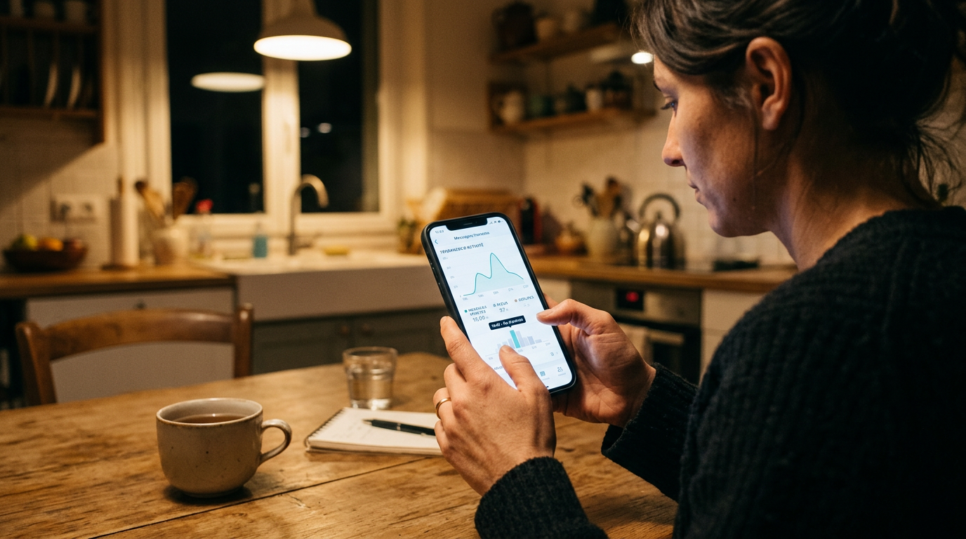 Scène réaliste d’une personne consultant les tendances d’activité de messagerie ...