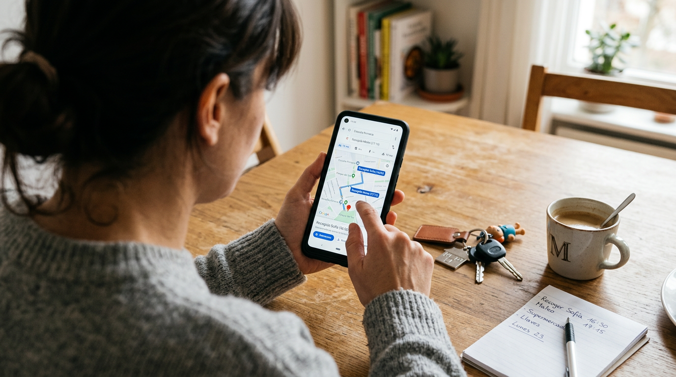 Una vista cercana y realista por encima del hombro de una persona usando una int...