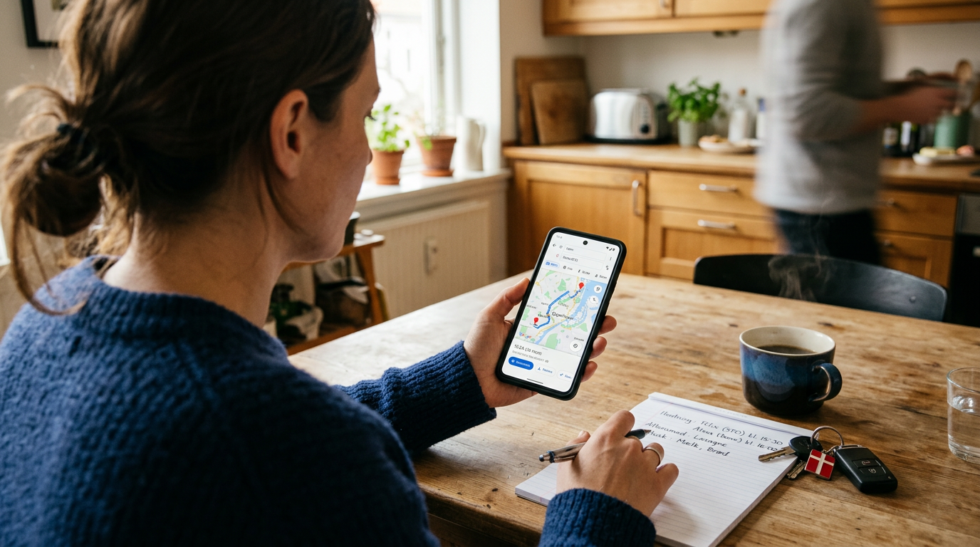 Et tæt, realistisk over-skulderen-billede af en person, der bruger en smartphone...