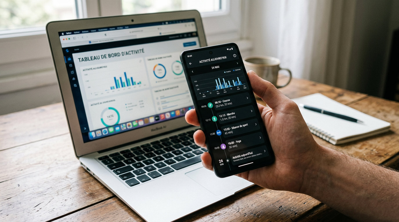 Un gros plan réaliste d’une main tenant un smartphone affichant une interface gé...