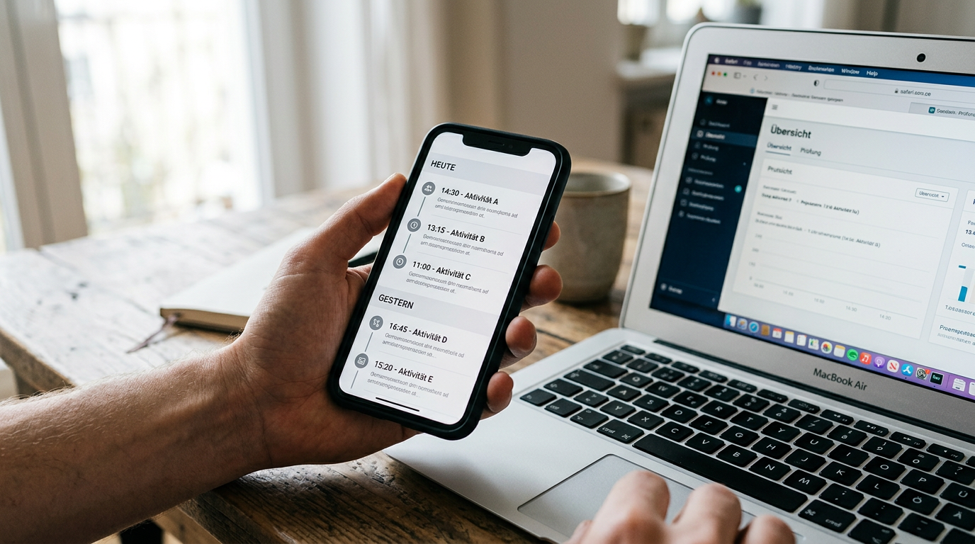 Eine realistische Nahaufnahme einer Hand, die ein Smartphone mit einer generisch...