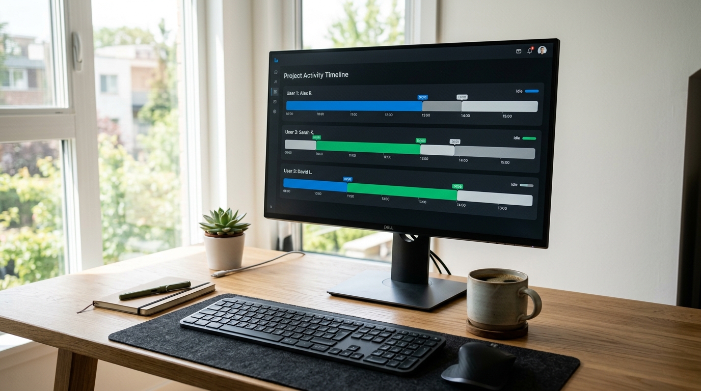 깔끔한 사용자 인터페이스가 표시된 세련된 컴퓨터 모니터