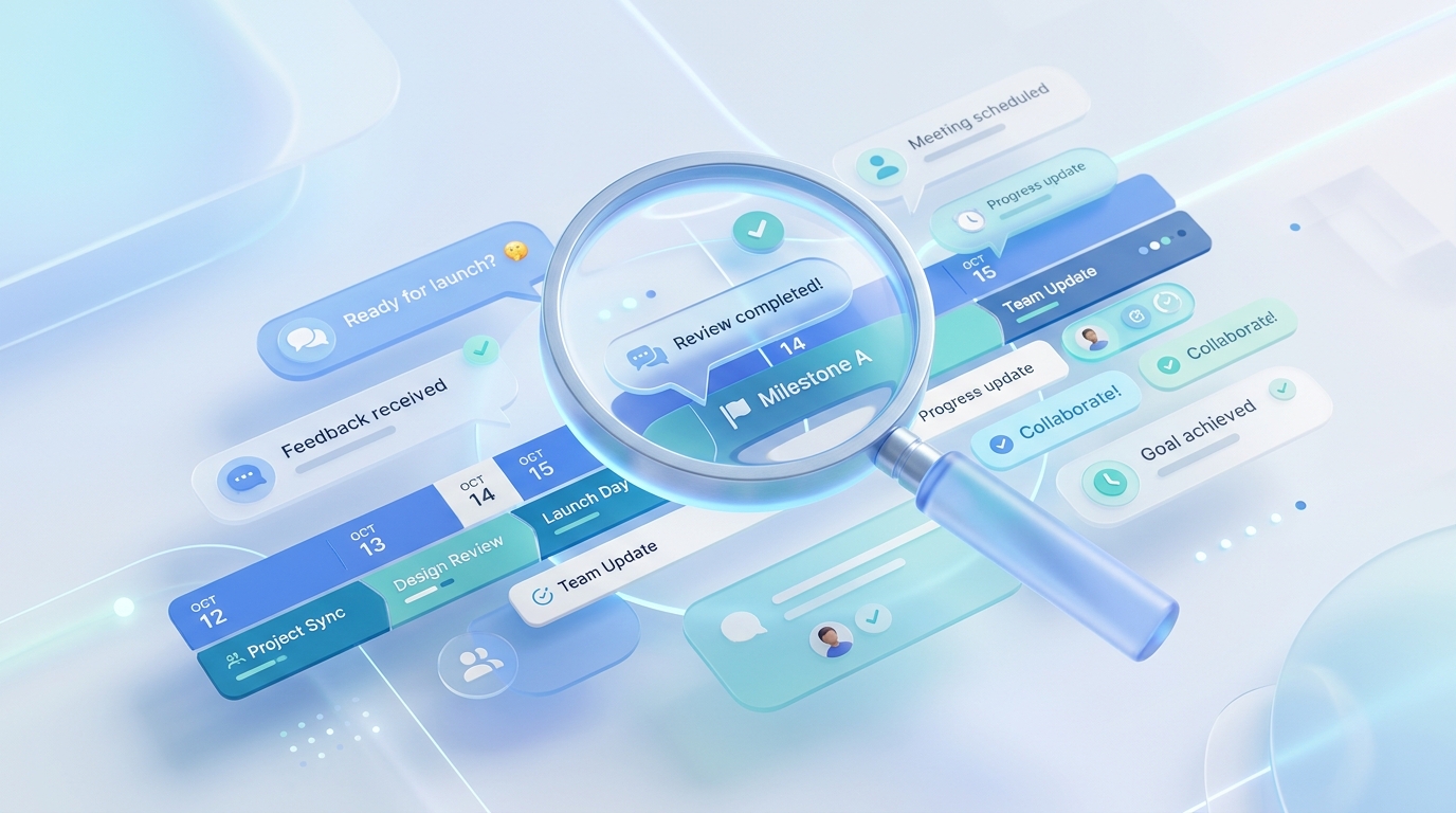 איור תלת-ממדי מופשט וקונספטואלי של זכוכית מגדלת