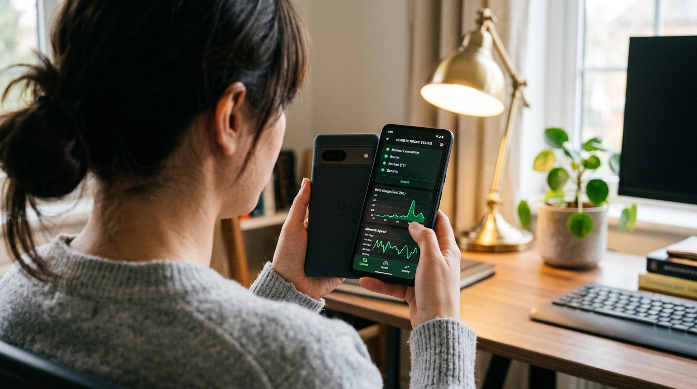 最新のスマートフォンのメッセージアプリのインターフェースを確認する人の肩越しからのクローズアップ