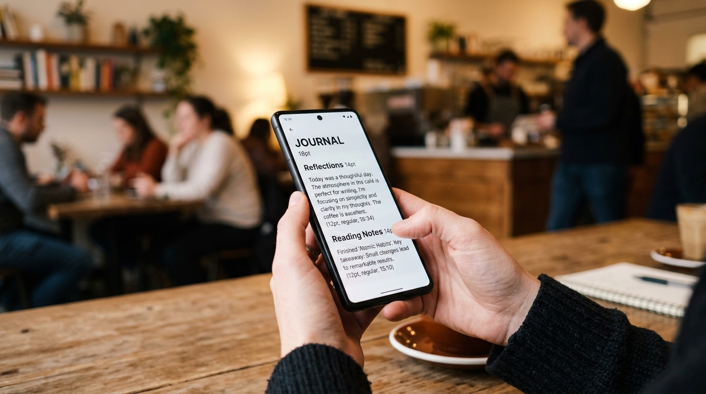 Primo piano delle mani di una persona che tiene uno smartphone elegante, interagendo con l'interfaccia dell'app Blur.