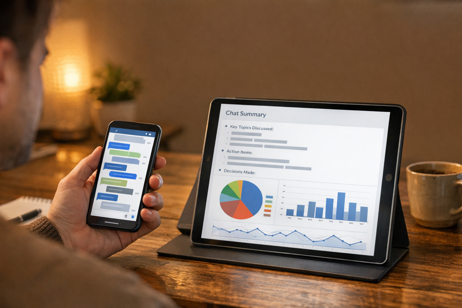 Una scena naturale in cui un utente confronta un thread di messaggi molto attivo...