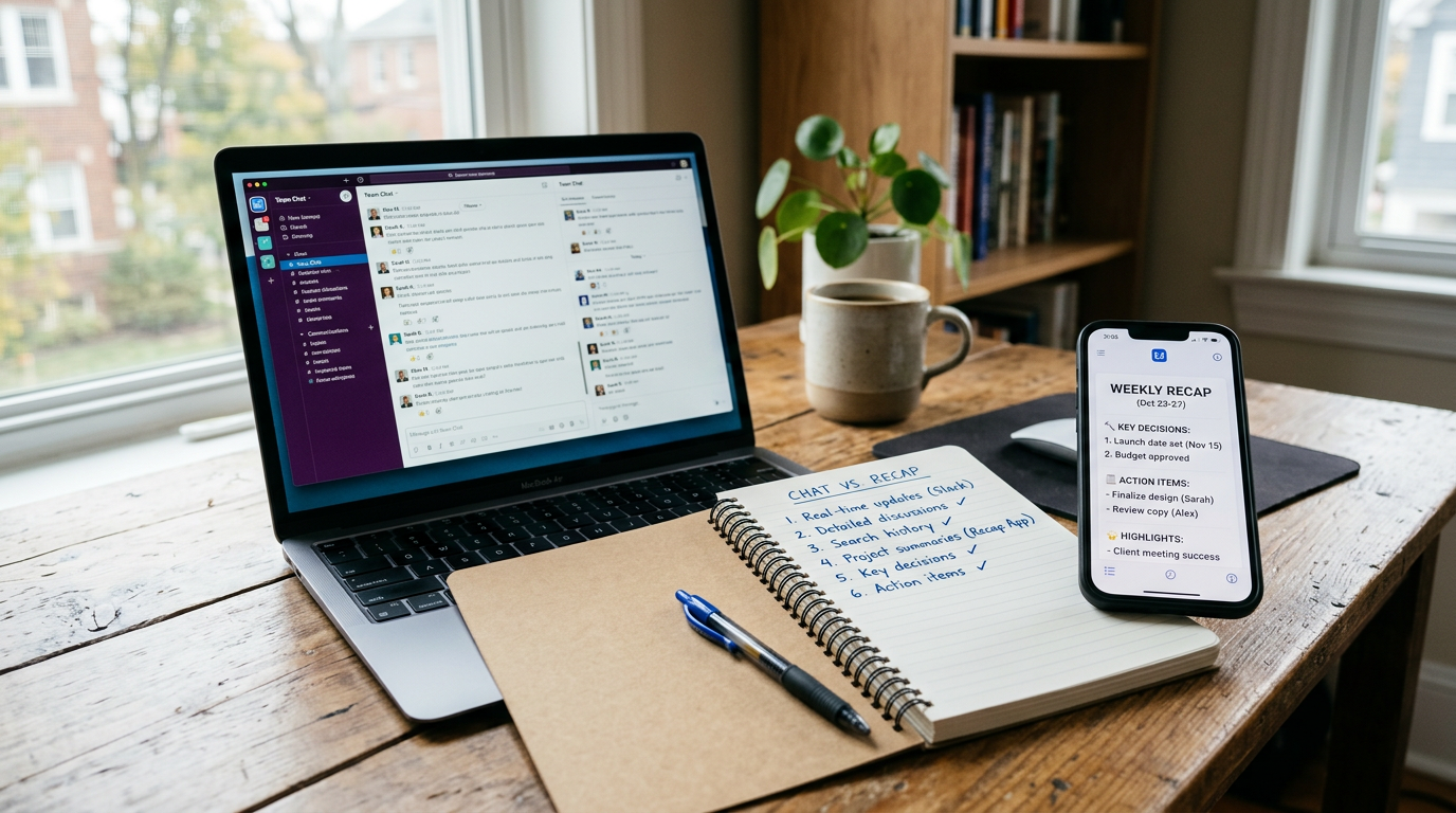 Espacio de trabajo realista que muestra un momento de comparación: un portátil c...