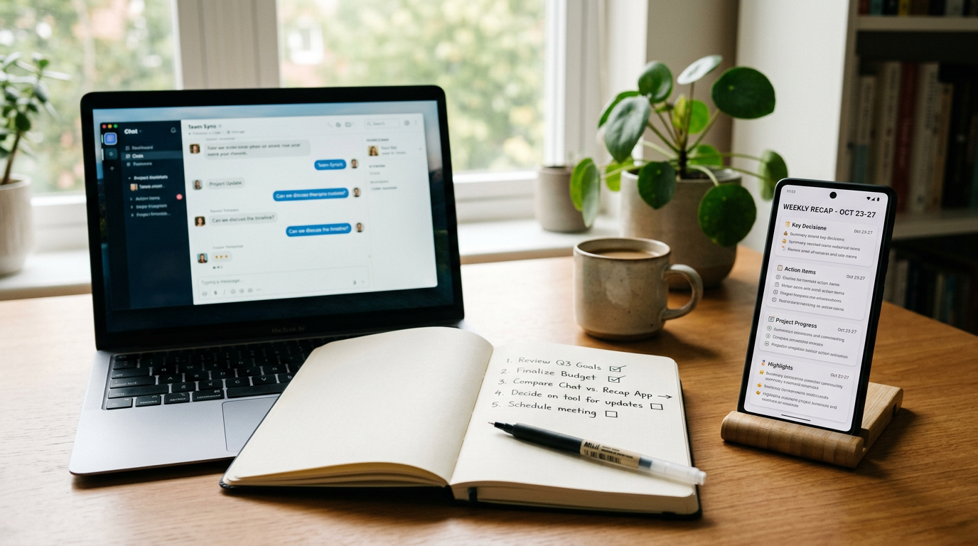 Ruang kerja realistis yang menunjukkan momen perbandingan: laptop dengan jendela...