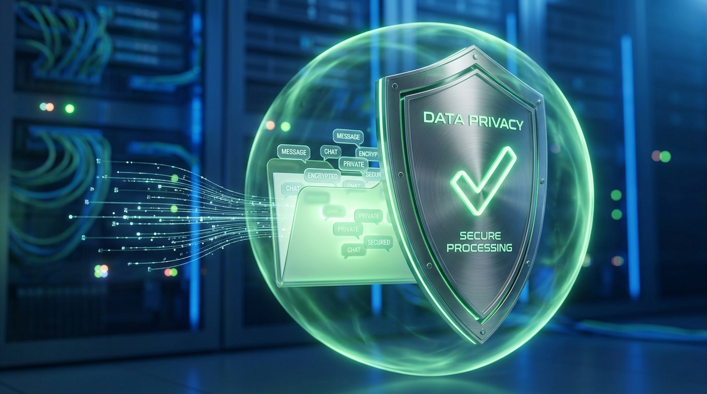 A conceptual 3D illustration of a digital shield protecting a glowing folder fil...