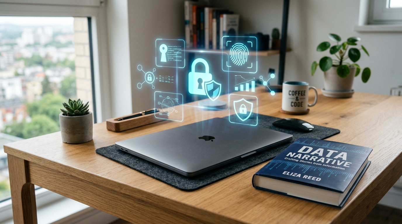 एक साफ कार्यक्षेत्र की वैचारिक तस्वीर जिसमें एक बंद लैपटॉप और एक भौतिक नोटबुक है