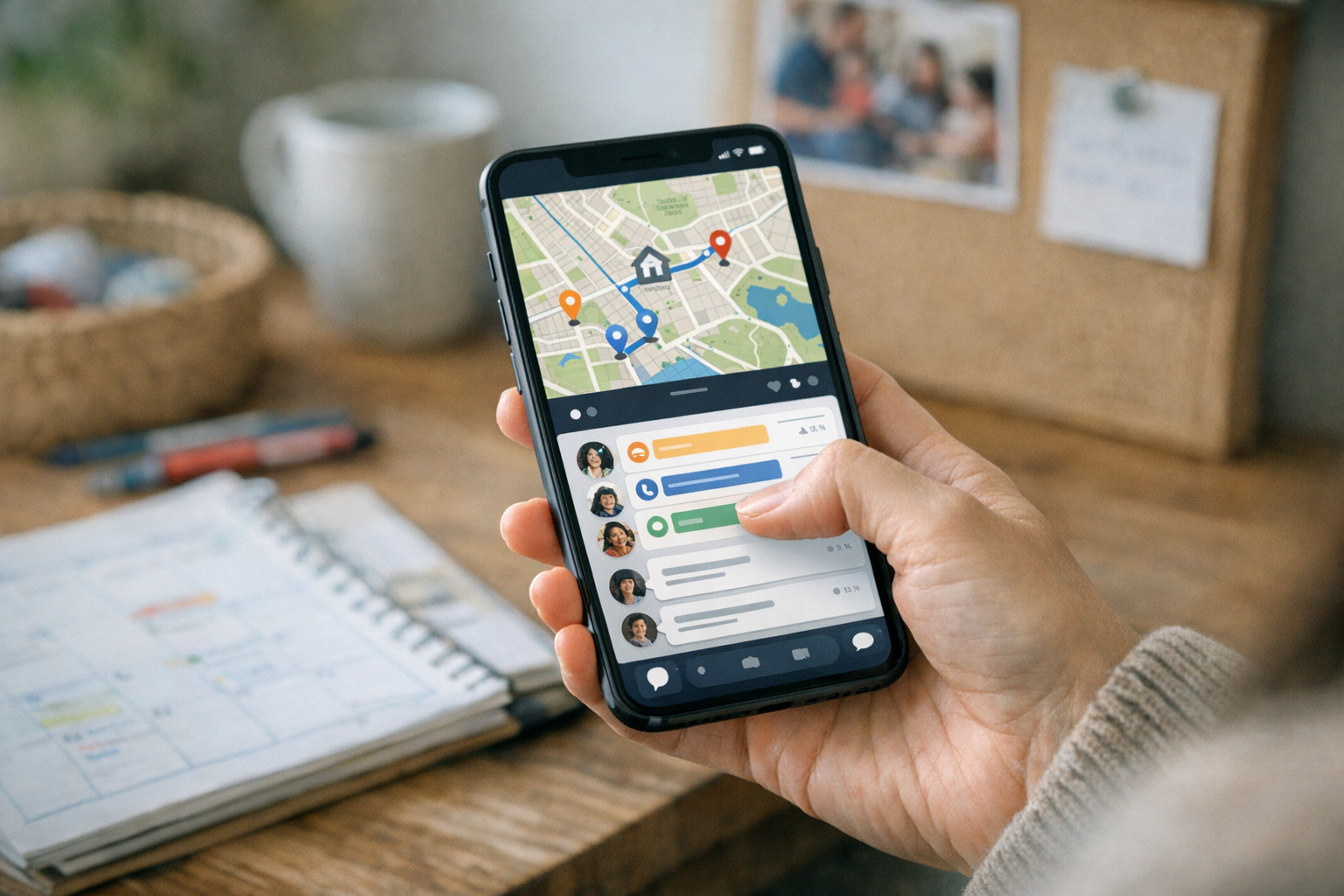 Realistische close-up van een persoon die een smartphone gebruikt voor dagelijks...