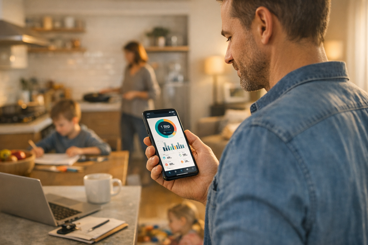 Életszerű életkép, amelyben egy szülő otthon, a mindennapi családi rutinok közbe...