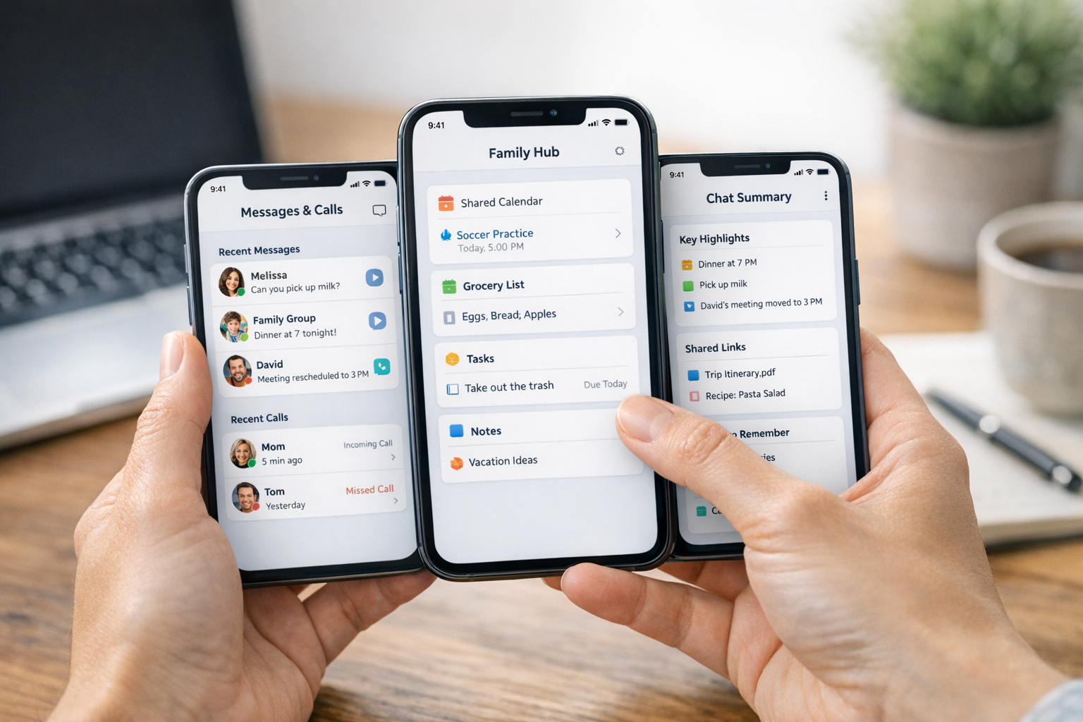 İletişim yönetimi, aile koordinasyonu ve sohbet özeti analizi temalarını yansıta...