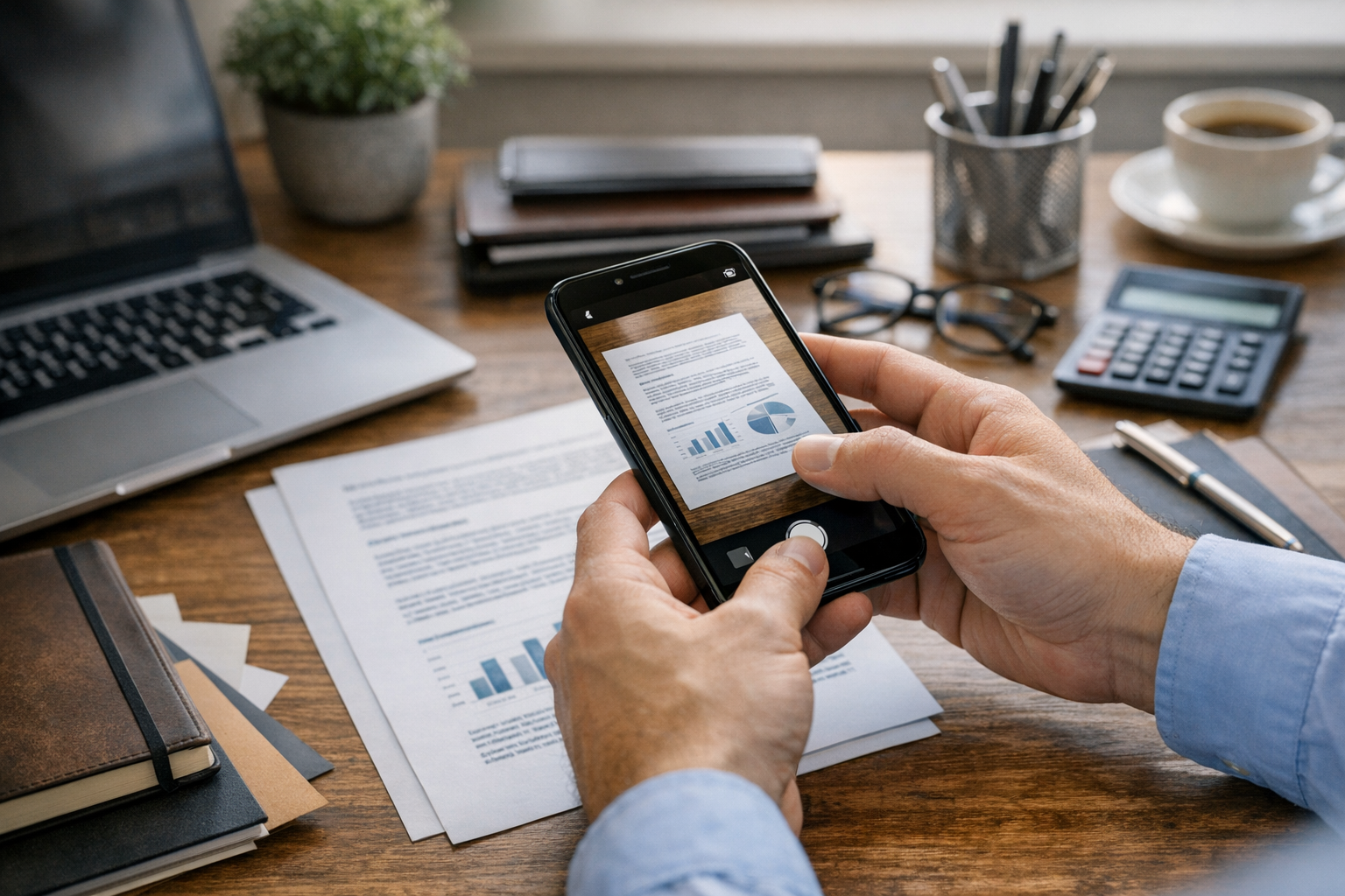 Реалистичный крупный план: человек использует камеру смартфона для сканирования ...