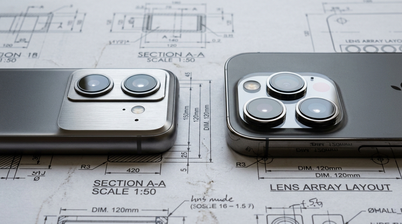 A side-by-side visual representation of varying smartphone camera lens arrays re...