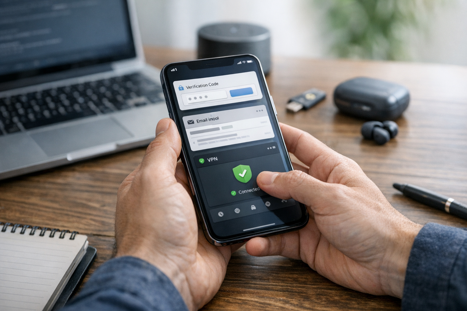 Scène réaliste en gros plan d’une personne utilisant un smartphone pour gérer de...