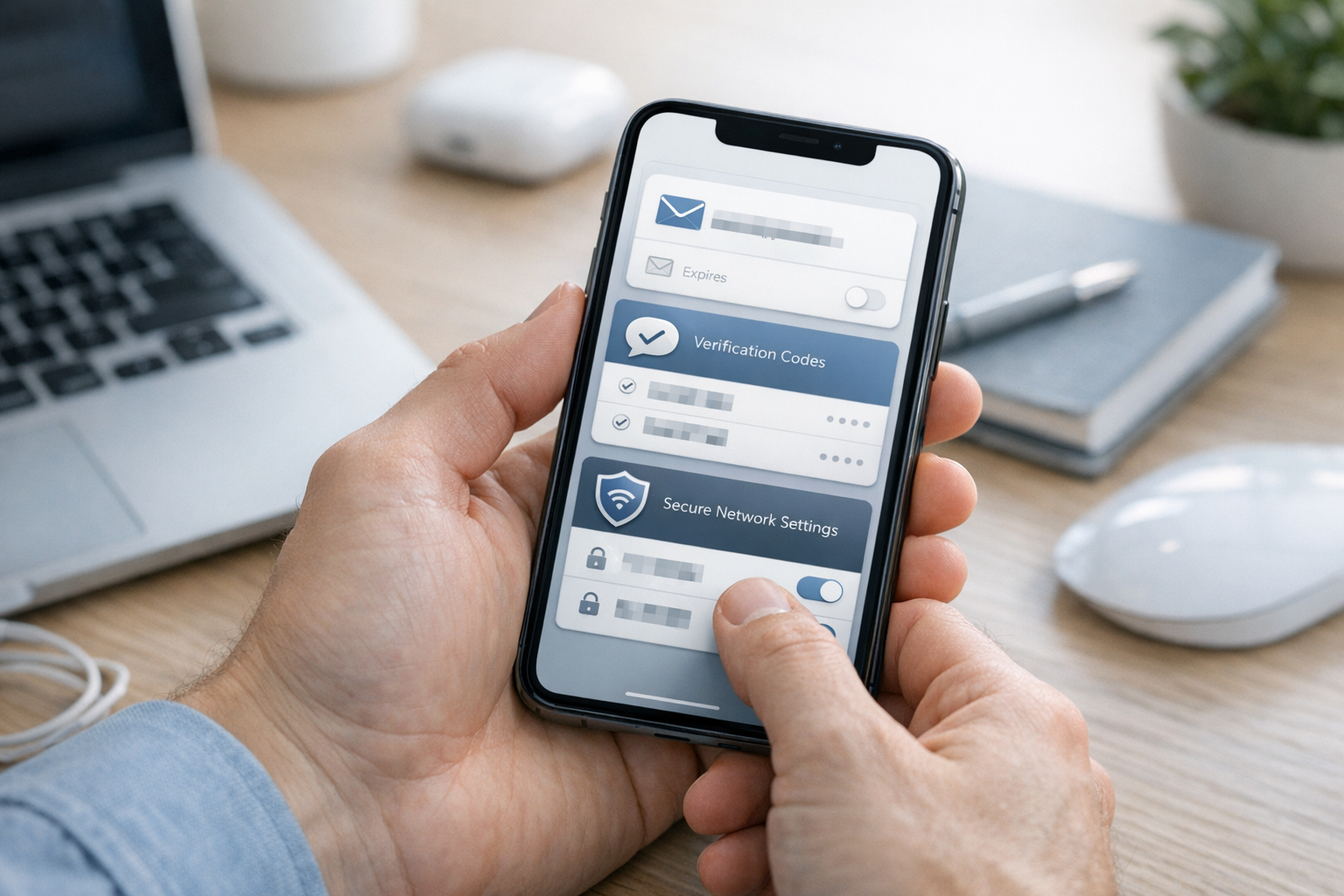 Realistyczne zbliżenie osoby korzystającej ze smartfona do zarządzania wiadomośc...