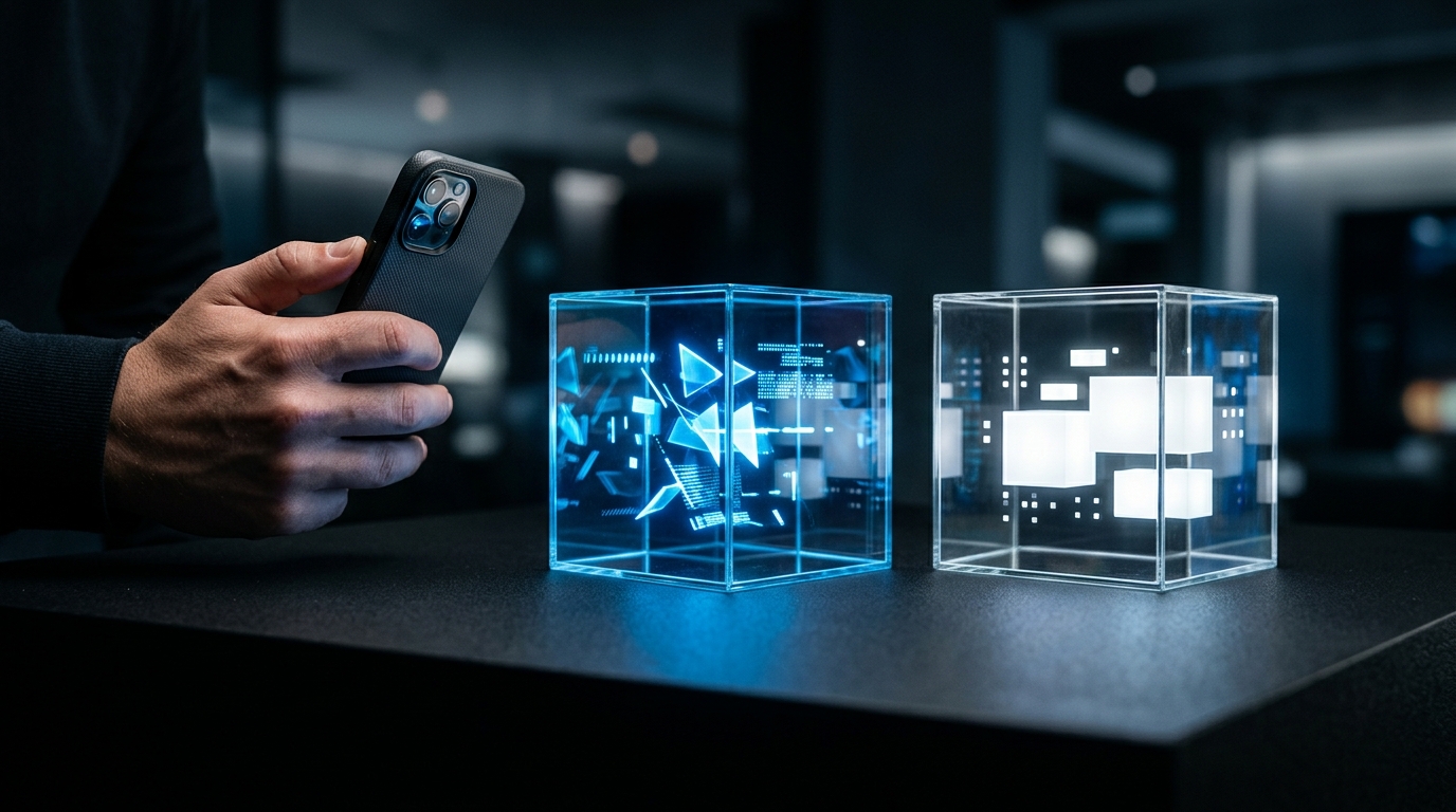 一张极具视觉冲击力的概念图，通过两个截然不同且安全的数字隔间展示数据隔离。