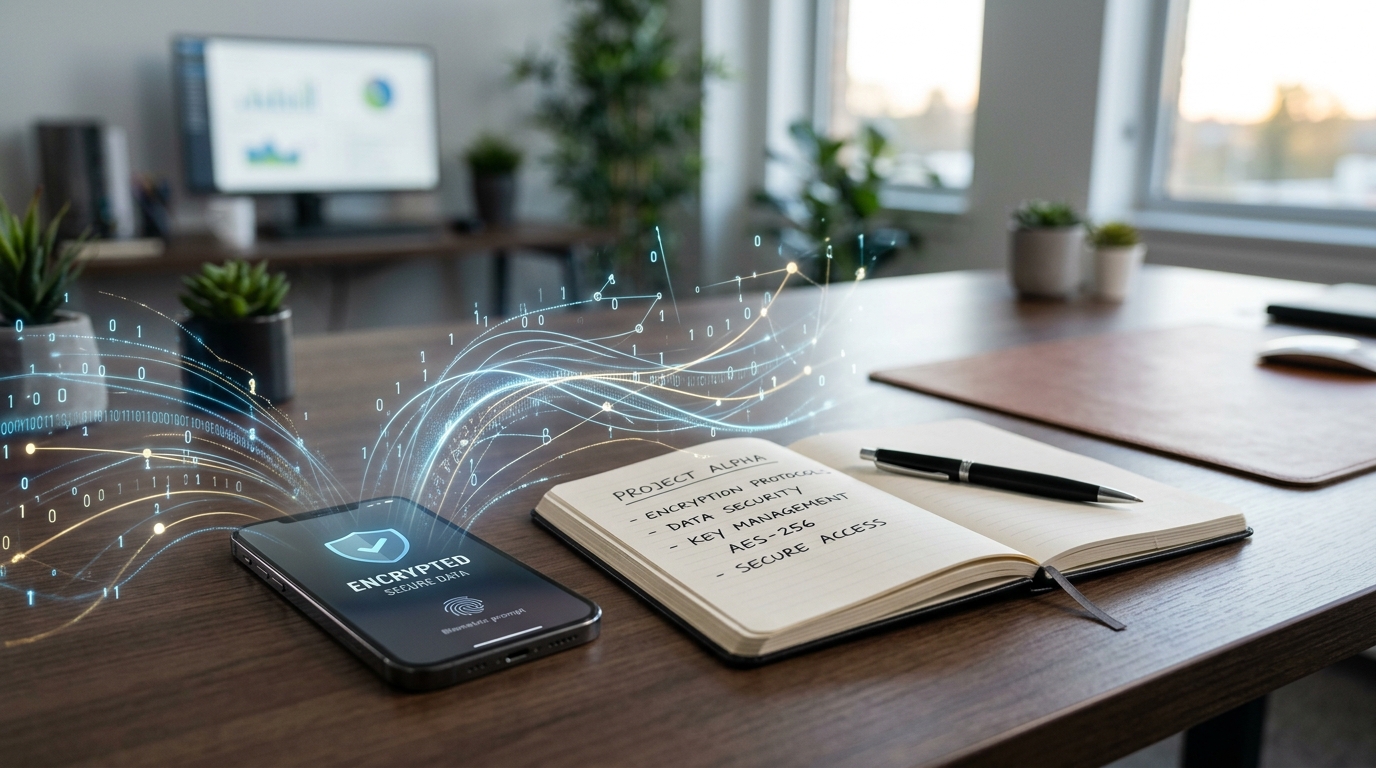 Et organiseret skrivebord med moderne mobilteknologi