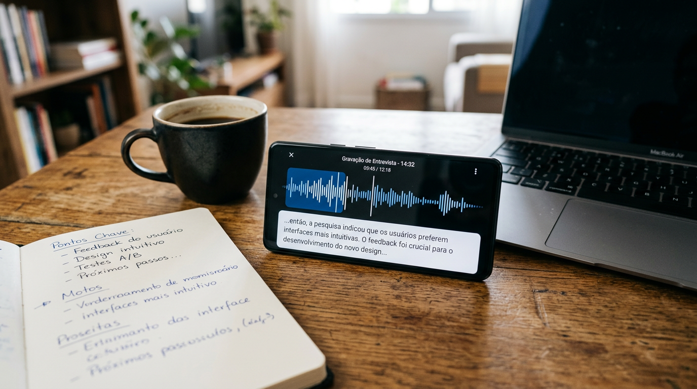 Imagem realista em close de um smartphone sobre uma mesa mostrando uma forma de ...