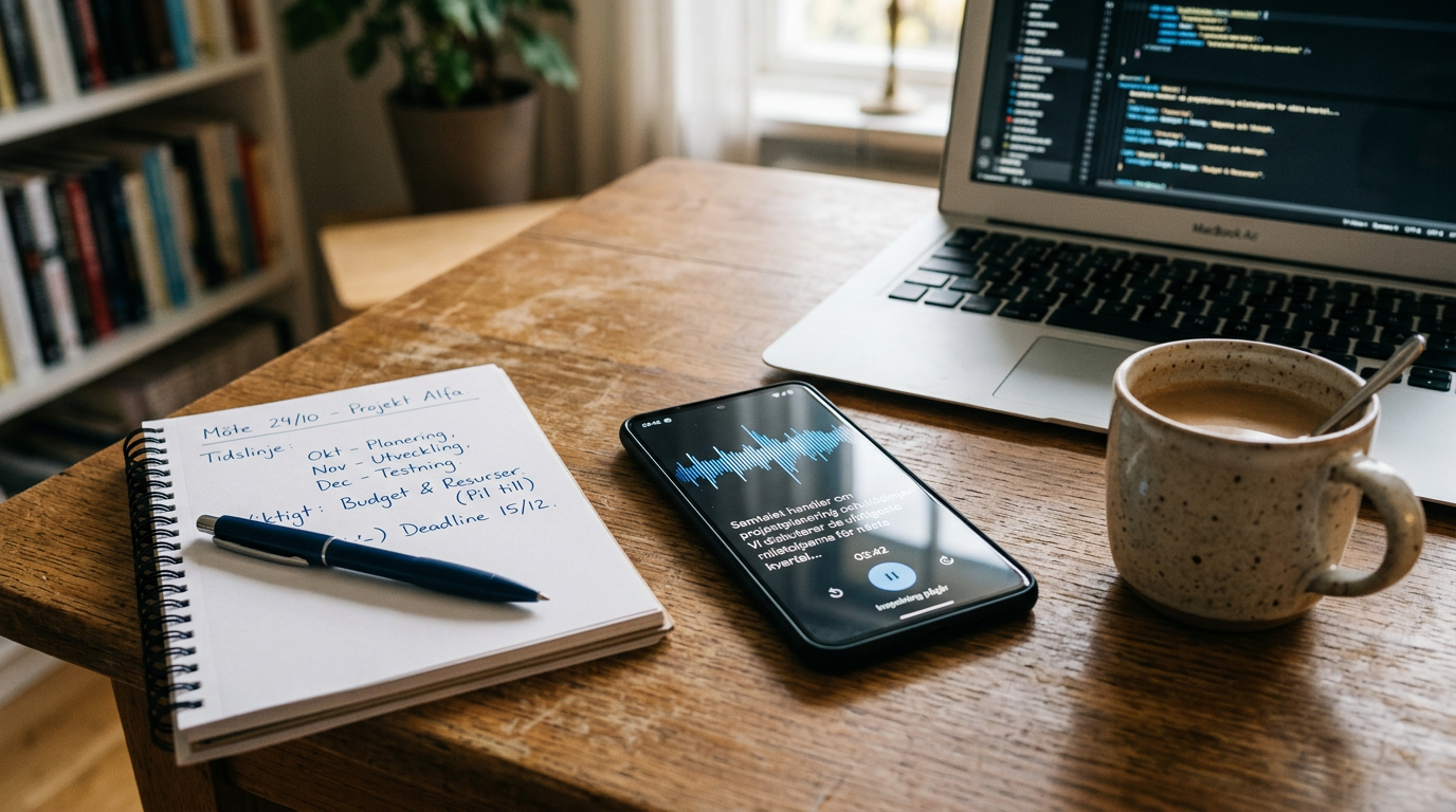 Närbild i realistisk stil av en smartphone på ett skrivbord som visar ett gränss...