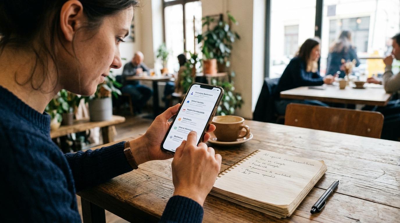 Realista közeli jelenet arról, hogy egy ember kategorizált asszisztensopciókat h...