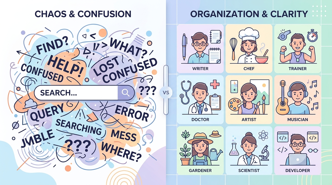 空白屏幕与分类界面的对比视觉化呈现