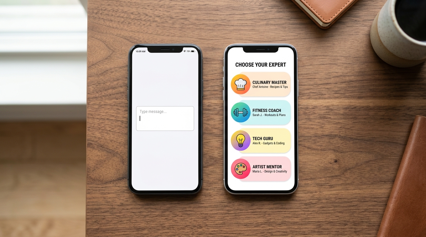 Une vue de dessus de deux téléphones portables posés côte à côte sur un bureau en bois élégant...