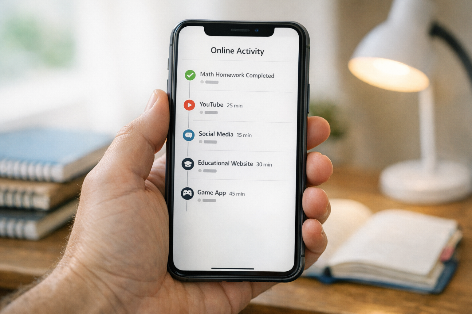 Close realista de um smartphone na mão de um responsável mostrando uma interface...