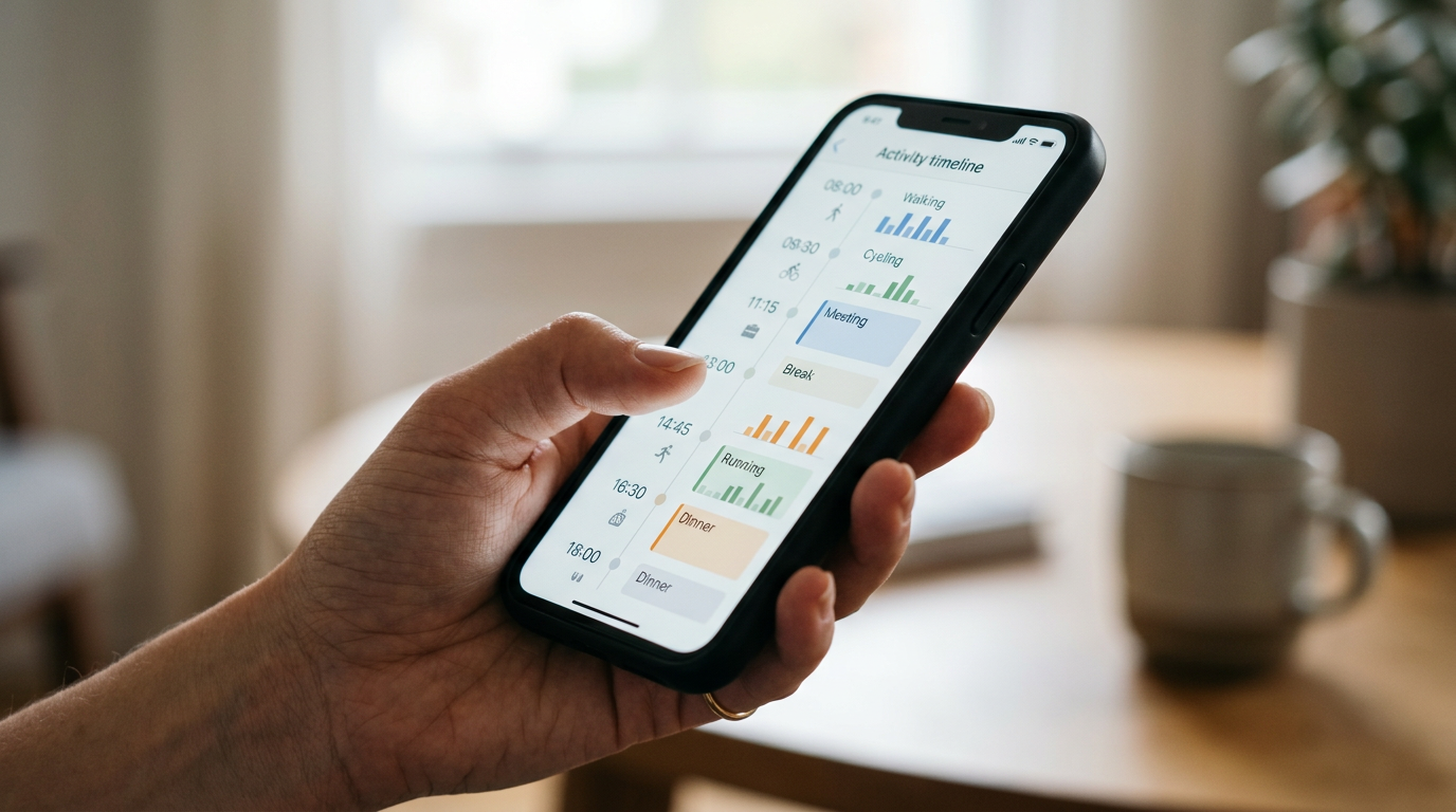 Életszerű közeli felvétel egy kézről, amely egy okostelefont tart, a kijelzőn eg...