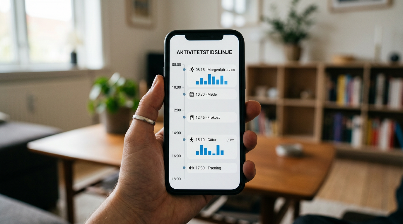 Et realistisk nærbillede af en hånd, der holder en smartphone med en generisk ak...