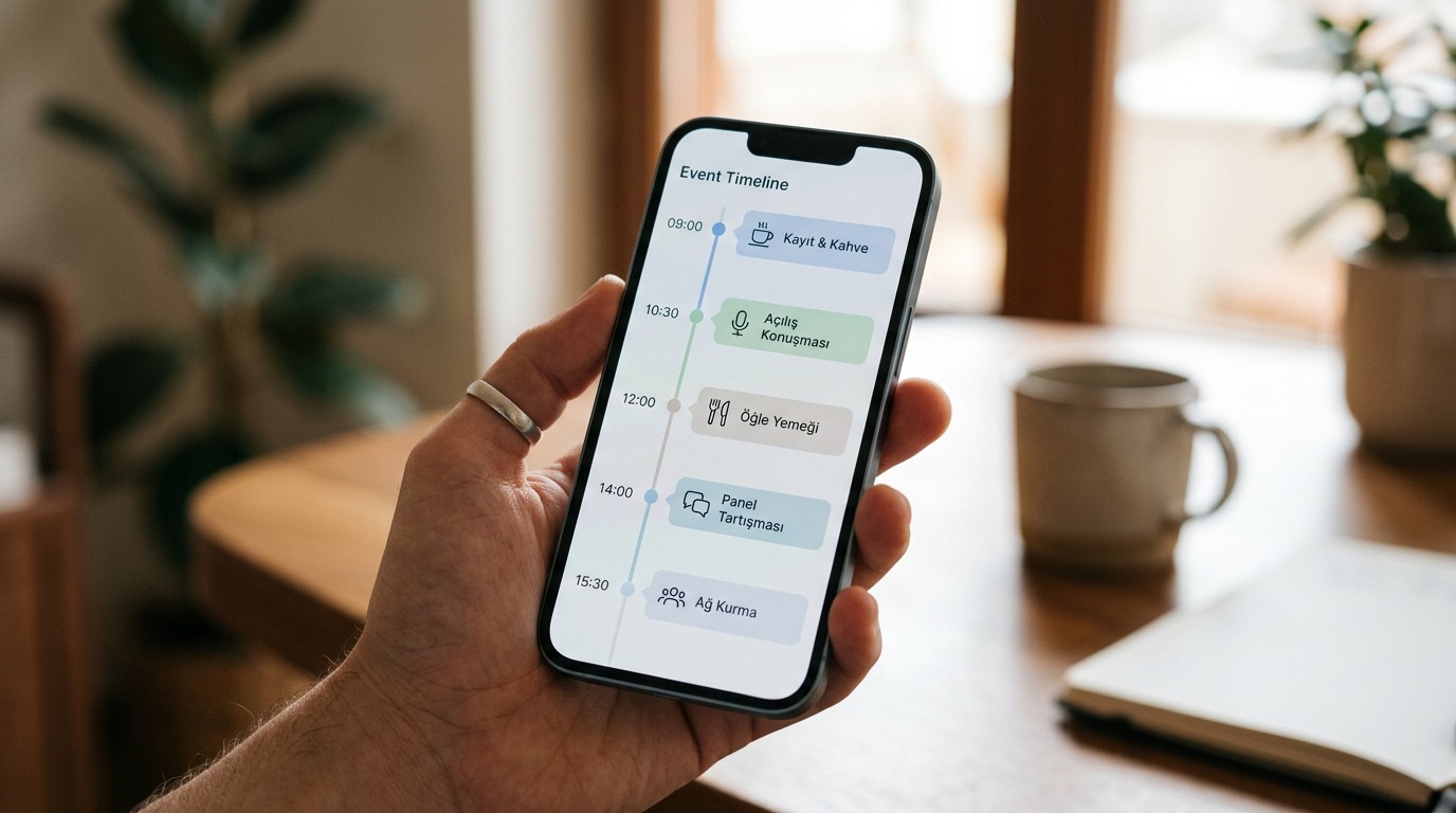 Basit grafikler ve zaman işaretleri içeren genel bir etkinlik zaman çizelgesi ar...