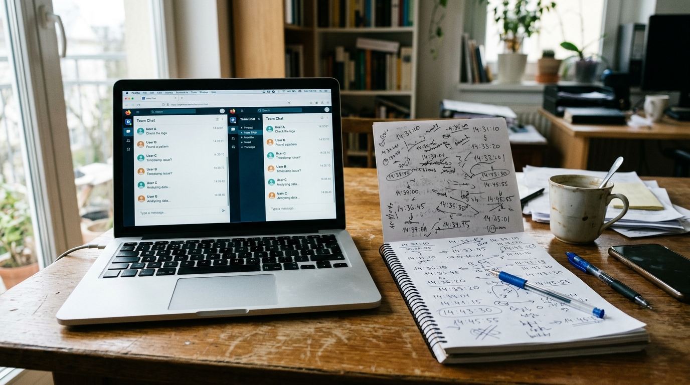 Realistisk analysemiljø med en bærbar browser med generiske chat-webflader i...