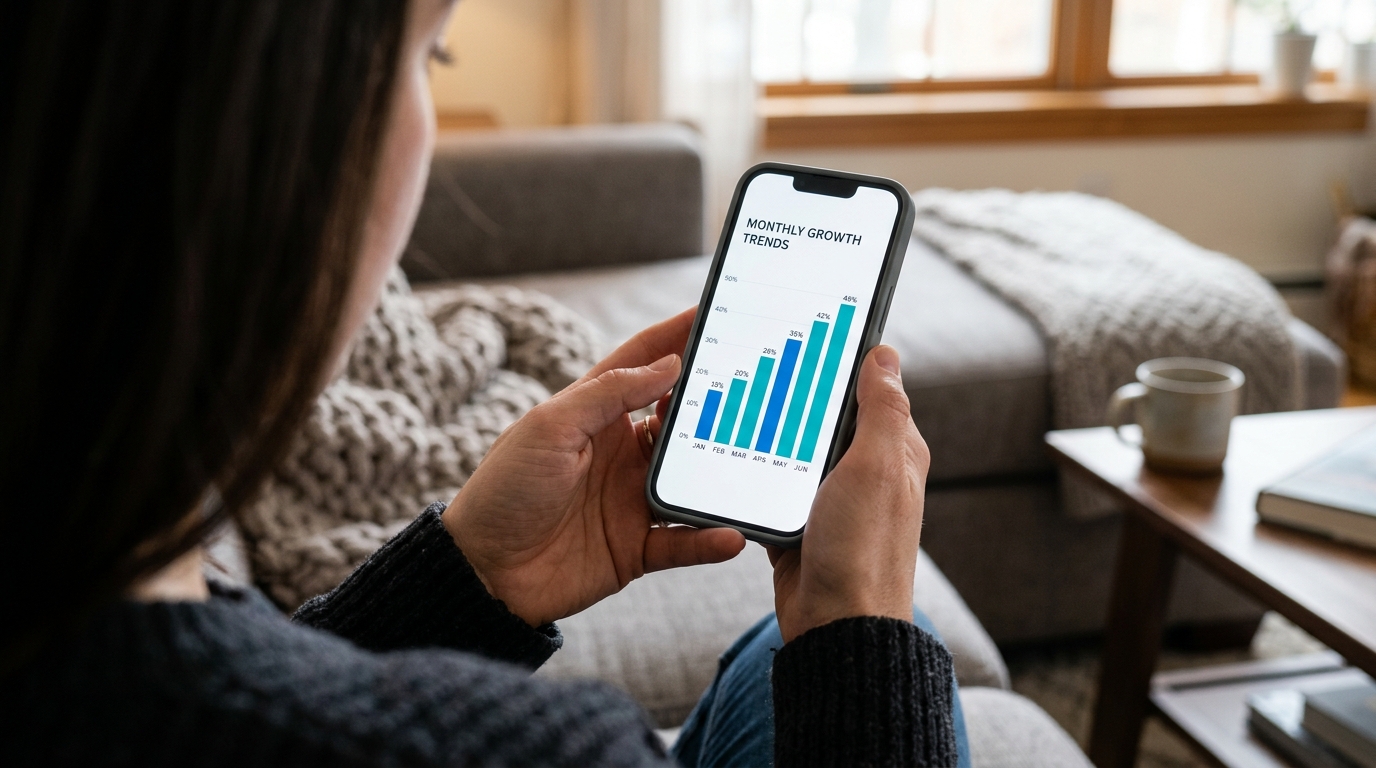 Une vue rapprochée par-dessus l'épaule des mains d'une personne tenant un smartphone moderne...