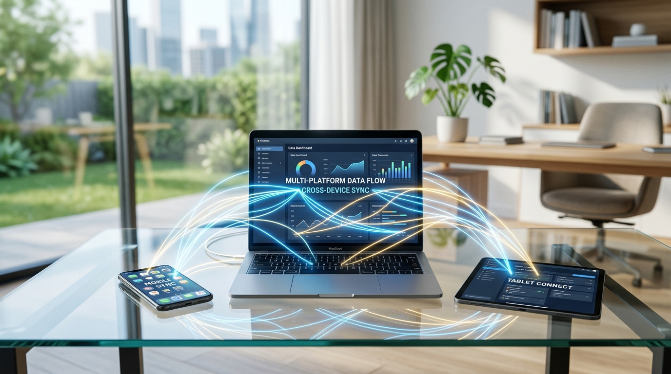 Et kunstnerisk, konceptuelt billede, der viser et netværk af lysende digitale forbindelser...