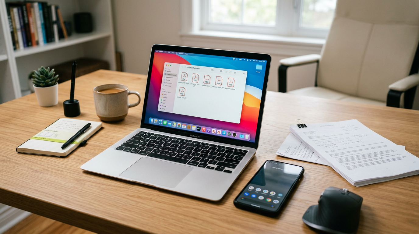 Организованное рабочее место: несколько отсканированных документов превращены в ...