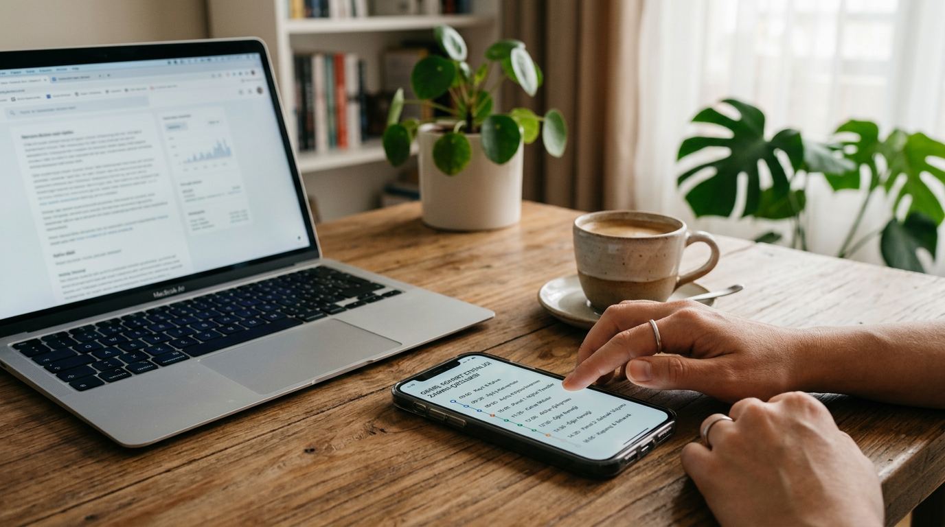 Gerçekçi yakın plan masa sahnesi: genel bir sohbet etkinliği zaman çizelgesi ara...