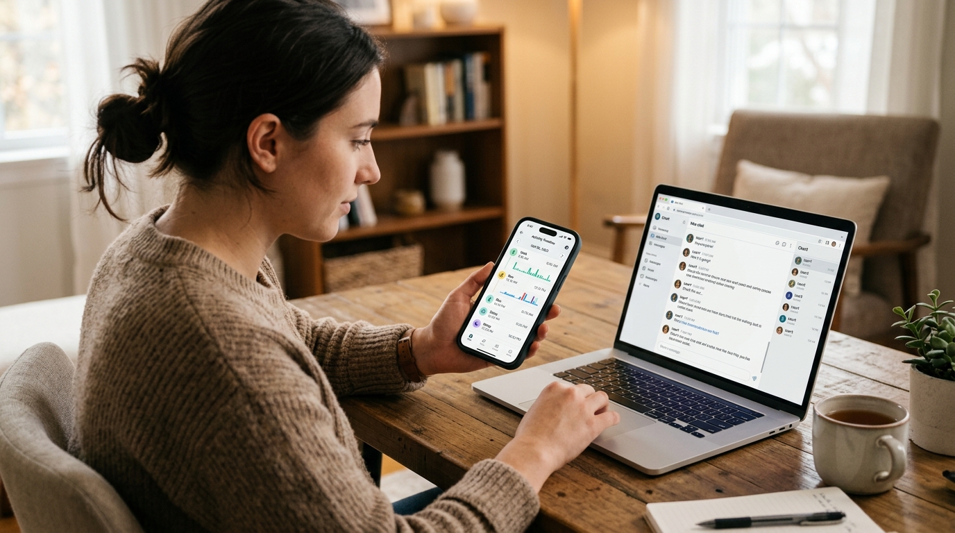 Et realistisk sammenligningsscenarie med en person, der gennemgår en overskuelig aktivitetstidslinje på en enhed