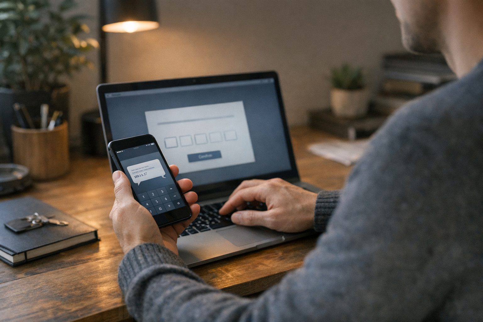 En person, der registrerer sig til en onlinetjeneste på en bærbar computer, mens...