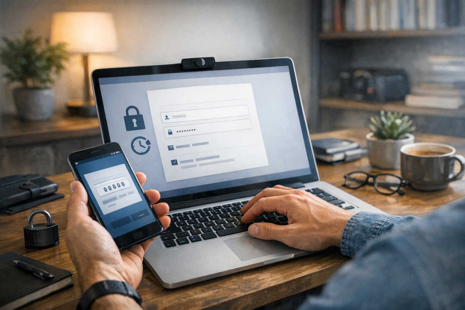 Een persoon die zich op een laptop registreert voor een online dienst terwijl di...