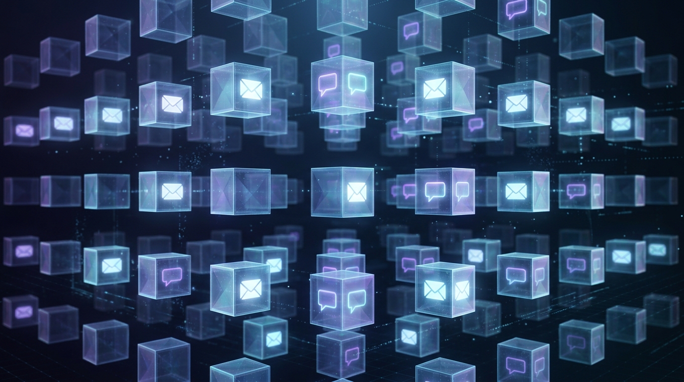 सुरक्षित डेटा पॉइंट का प्रतिनिधित्व करने वाले तैरते हुए, अलग-थलग पारभासी डेटा क्यूब्स का एक अमूर्त 3D विज़ुअलाइज़ेशन।